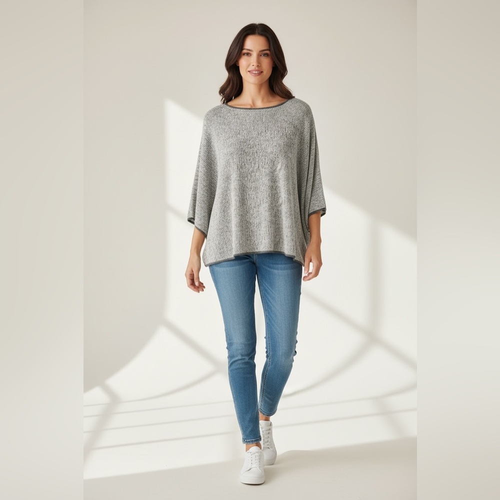 J. Jill Pure Jill Linen Blend Split Hem Tunic Gray Size Medium